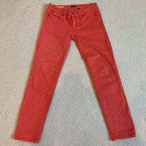 J.Crew Toothpick Jeans in coral/red size 25